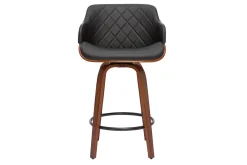 Tabouret de bar design pivotant 360° noir et bois foncé H65 cm LUCIEN