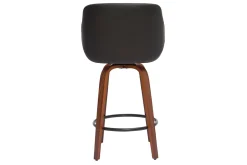 Tabouret de bar design pivotant 360° noir et bois foncé H65 cm LUCIEN