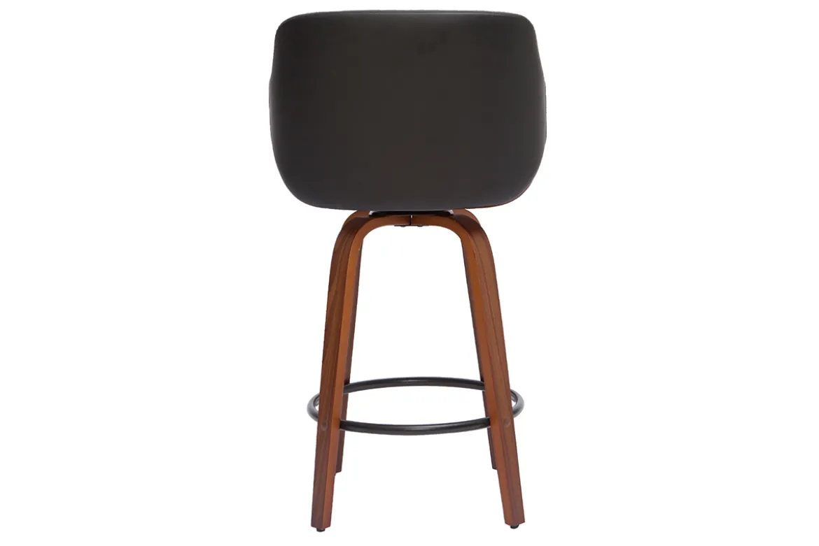 Tabouret de bar design pivotant 360° noir et bois foncé H65 cm LUCIEN