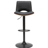 Tabouret de bar design réglable noir et bois foncé PANACH
