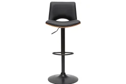 Tabouret de bar design réglable noir et bois foncé PANACH