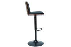 Tabouret de bar design réglable noir et bois foncé PANACH