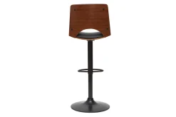 Tabouret de bar design réglable noir et bois foncé PANACH
