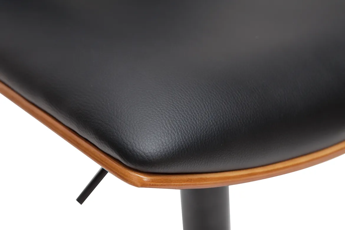 Tabouret de bar design réglable noir et bois foncé PANACH