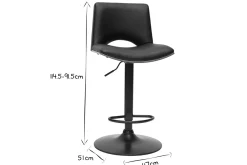 Tabouret de bar design réglable noir et bois foncé PANACH