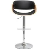 Tabouret de bar design réglable noir et bois clair BENT