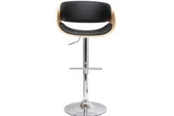 Tabouret de bar design réglable noir et bois clair BENT