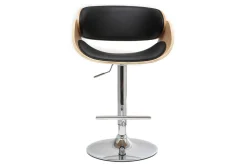 Tabouret de bar design réglable noir et bois clair BENT