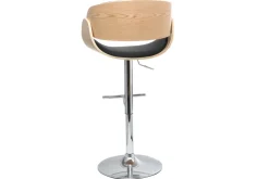 Tabouret de bar design réglable noir et bois clair BENT