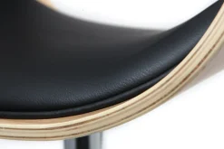 Tabouret de bar design réglable noir et bois clair BENT