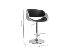 Tabouret de bar design réglable noir et bois clair BENT