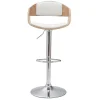 Tabouret de bar design réglable blanc et bois clair EUSTACHE