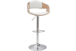 Tabouret de bar design réglable blanc et bois clair EUSTACHE