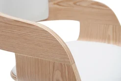 Tabouret de bar design réglable blanc et bois clair EUSTACHE