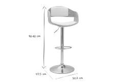 Tabouret de bar design réglable blanc et bois clair EUSTACHE