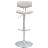 Tabouret de bar design réglable en tissu effet velours texturé beige et métal VASCO