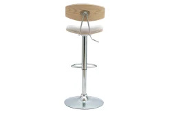 Tabouret de bar design réglable en tissu effet velours texturé beige et métal VASCO