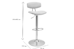 Tabouret de bar design réglable en tissu effet velours texturé beige et métal VASCO