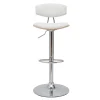 Tabouret de bar design réglable blanc et bois clair VASCO