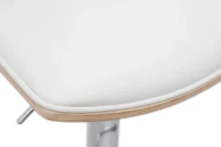 Tabouret de bar design réglable blanc et bois clair VASCO