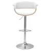 Tabouret de bar design réglable blanc et bois clair OKTAV
