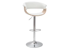 Tabouret de bar design réglable blanc et bois clair OKTAV