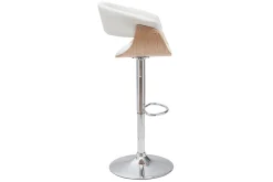 Tabouret de bar design réglable blanc et bois clair OKTAV