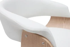 Tabouret de bar design réglable blanc et bois clair OKTAV