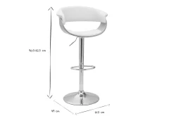 Tabouret de bar design réglable blanc et bois clair OKTAV