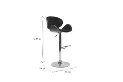 Tabouret de bar design réglable noir, bois foncé et métal chromé WALNUT