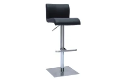 Tabouret de bar design réglable noir et inox brossé SHEINA