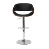 Tabouret de bar design réglable noir et bois foncé BENT
