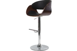 Tabouret de bar design réglable noir et bois foncé BENT