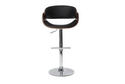 Tabouret de bar design réglable noir et bois foncé BENT