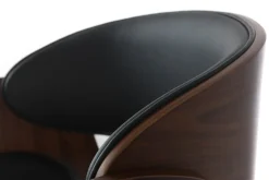 Tabouret de bar design réglable noir et bois foncé BENT