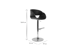 Tabouret de bar design réglable noir et bois foncé BENT