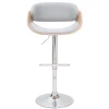 Tabouret de bar design réglable en tissu gris clair et bois clair BENT