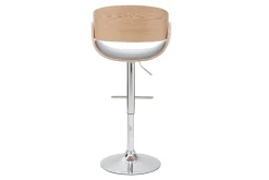 Tabouret de bar design réglable en tissu gris clair et bois clair BENT