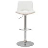 Tabouret de bar design réglable blanc et bois clair PANACH