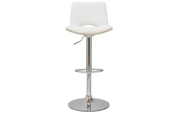 Tabouret de bar design réglable blanc et bois clair PANACH