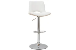 Tabouret de bar design réglable blanc et bois clair PANACH