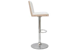 Tabouret de bar design réglable blanc et bois clair PANACH