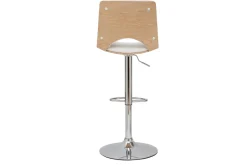 Tabouret de bar design réglable blanc et bois clair PANACH