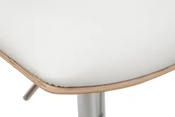 Tabouret de bar design réglable blanc et bois clair PANACH