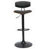 Tabouret de bar design réglable noir et bois foncé VASCO