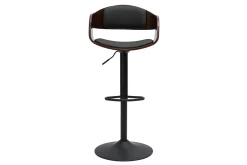 Tabouret de bar design réglable noir et bois foncé EUSTACHE