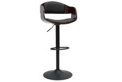 Tabouret de bar design réglable noir et bois foncé EUSTACHE