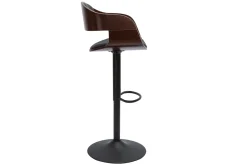 Tabouret de bar design réglable noir et bois foncé EUSTACHE