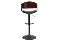 Tabouret de bar design réglable noir et bois foncé EUSTACHE