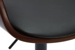 Tabouret de bar design réglable noir et bois foncé EUSTACHE